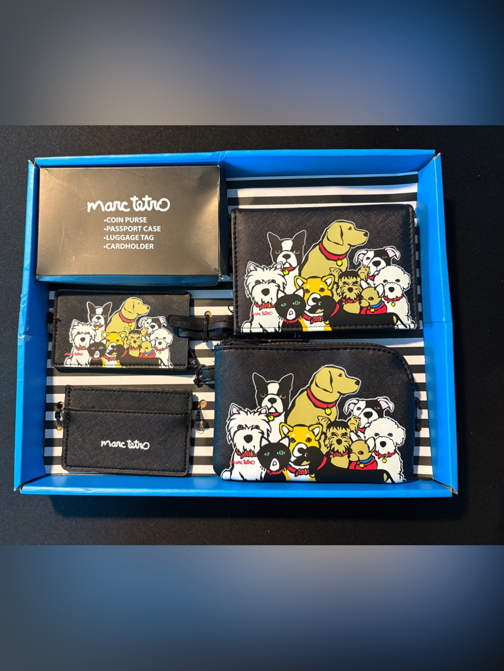 Marc Tetro Black Dog Print Wallet & Cardholder Set